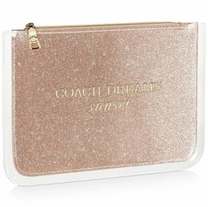 Coach Dreams Sunset Glitter Pouch • Pink Champagne Sparkle Cosmetic Bag (Thin)